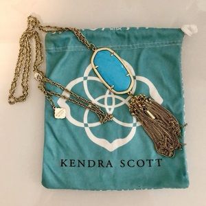 Rayne Gold Long Pendant Necklace In Turquoise